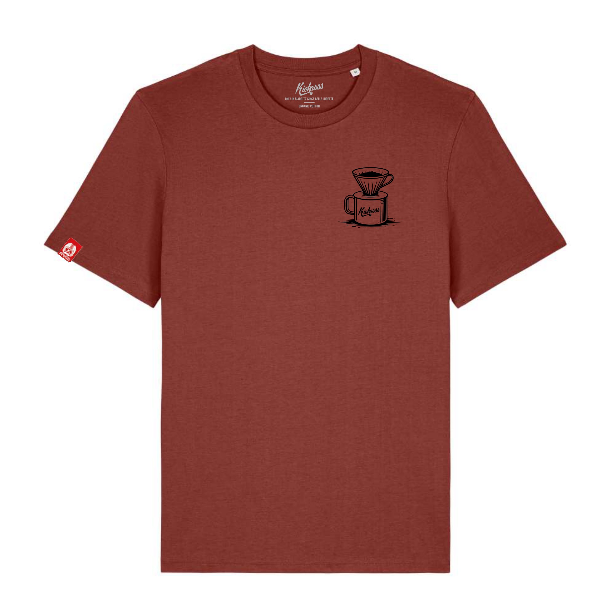 T-shirt unisexe Bonsai Adventure Club en coton bio – Kickasss Biarritz (earthy red)