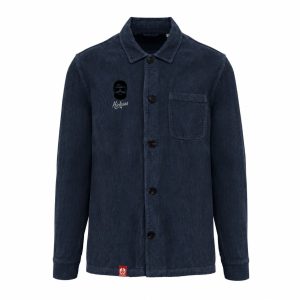 Veste unisexe brodée "Détour" en velours côtelé bio – Édition limitée - Kickasss Biarritz (washed navy blue)