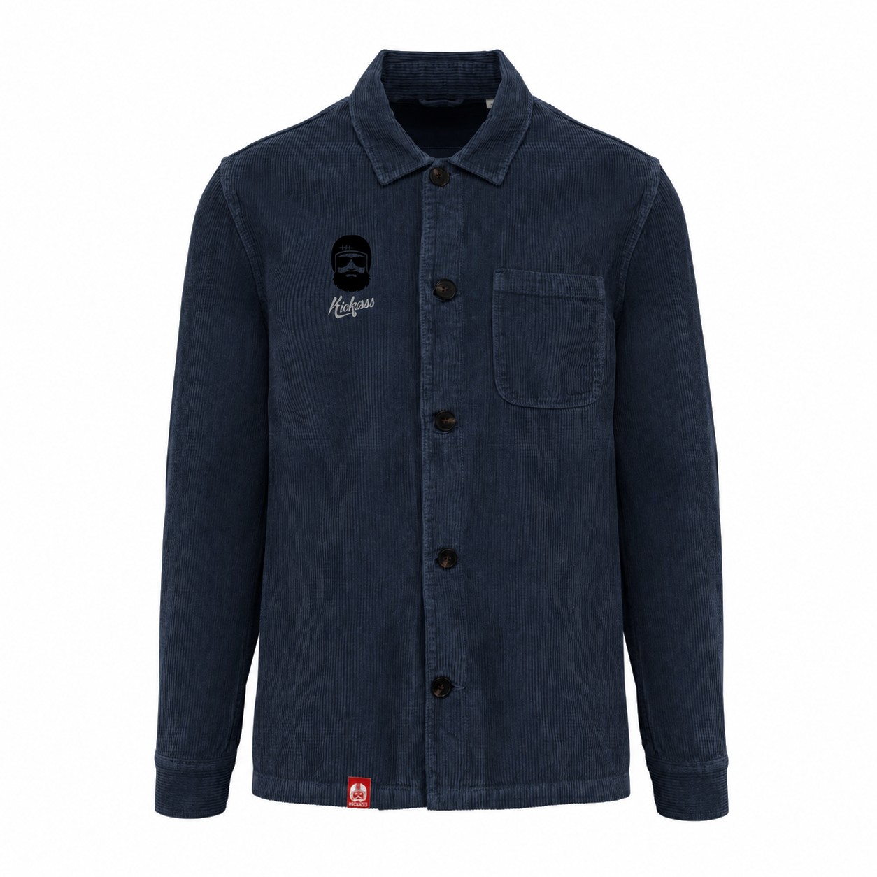 Veste unisexe brodée "Détour" en velours côtelé bio – Édition limitée - Kickasss Biarritz (washed navy blue)