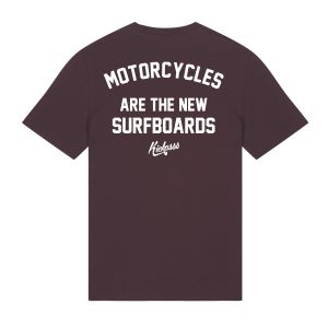 T-shirt série limitée Kickasss Biarritz Motorcycles are the new Surfboards (red brown)