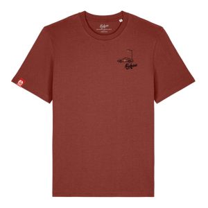 T-shirt 911 Night – coton bio, broderie édition limitée | Kickasss Biarritz (earth red)