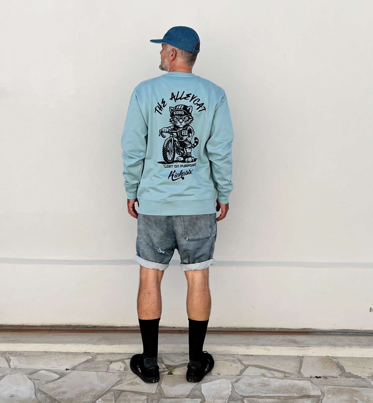 Sweat-shirt gravel Kuro the Alleycat - Kickasss Biarritz (pebble blue)