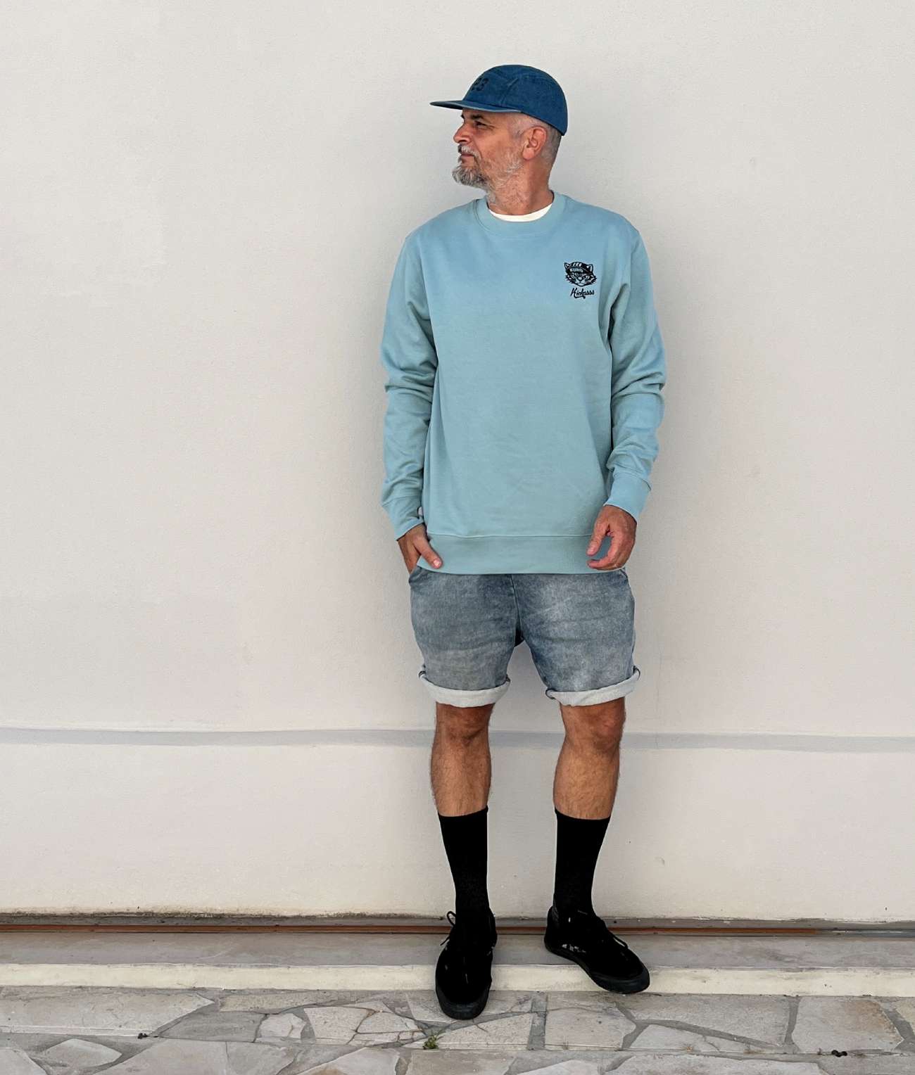 Sweat-shirt gravel Kuro the Alleycat - Kickasss Biarritz (pebble blue)