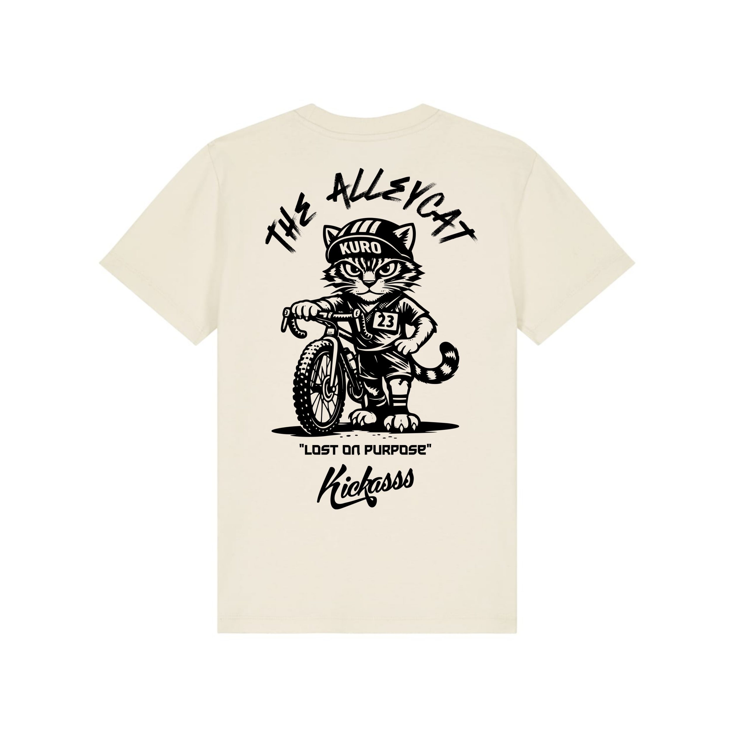 T-shirt enfant gravel "Kuro the Alleycat" – Kickasss Biarritz (natural raw)