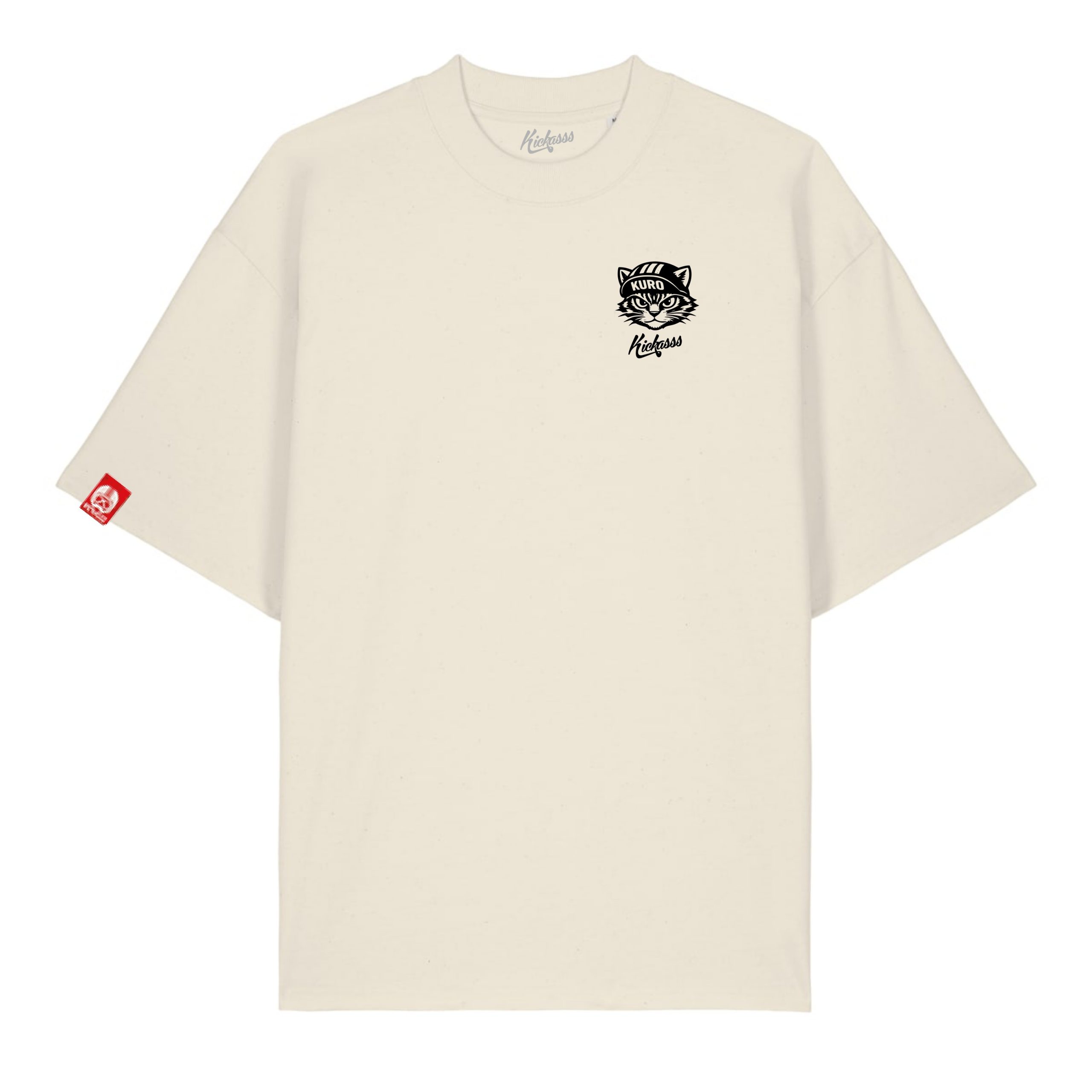 T-shirt Oversize gravel Kuro the Alleycat - Kickasss Biarritz (natural raw)