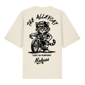 T-shirt Oversize gravel Kuro the Alleycat - Kickasss Biarritz (natural raw)