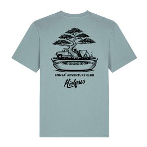 T-shirt unisexe Bonsai Adventure Club en coton bio – Kickasss Biarritz (pebble blue)