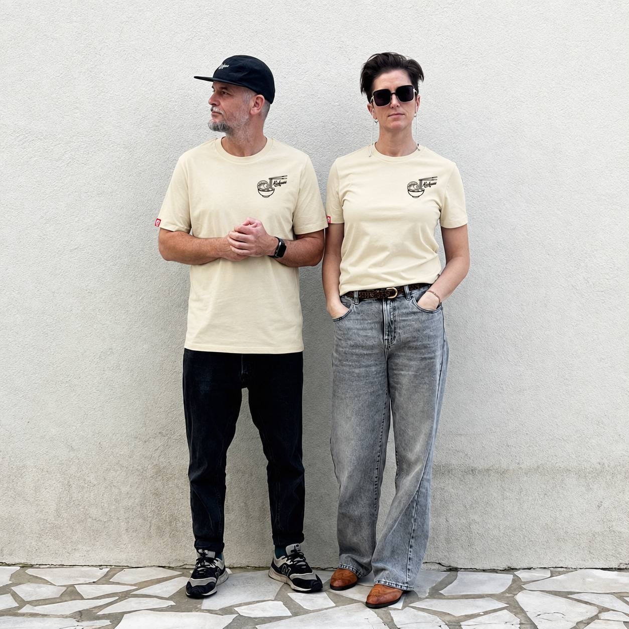 T-shirt Kickasss Biarritz - Ramen & Sagardoa - Coton Bio - Édition Limitée (honey paper)