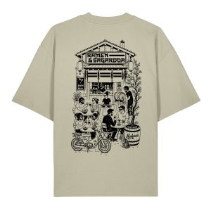 T-shirt Oversize Kickasss Biarritz - Ramen & Sagardoa - Coton Bio - Édition Limitée (stone)