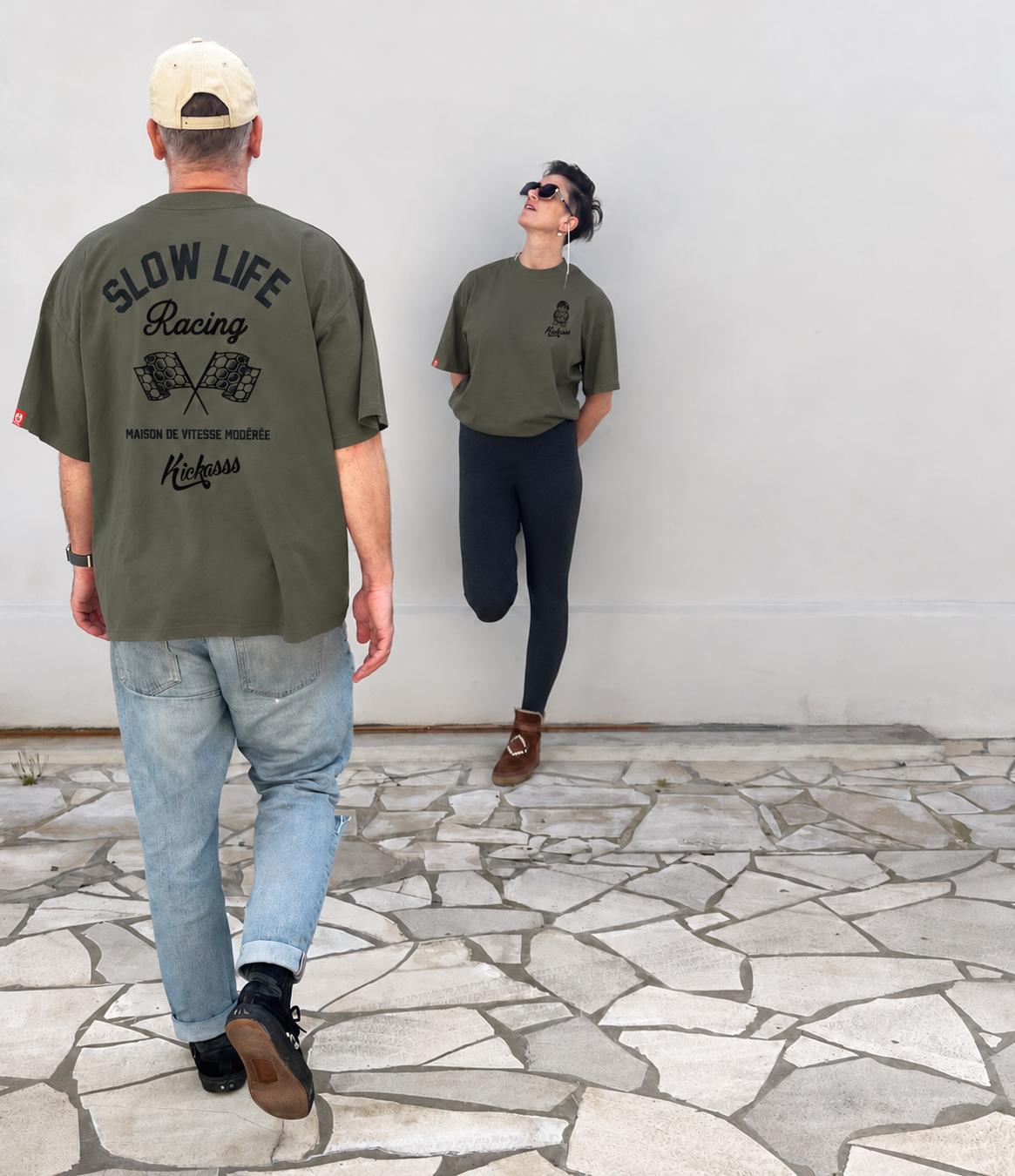 T-shirt oversize Kickasss Biarritz Slow Life Racing - Shellby Limited Edition (kaki)